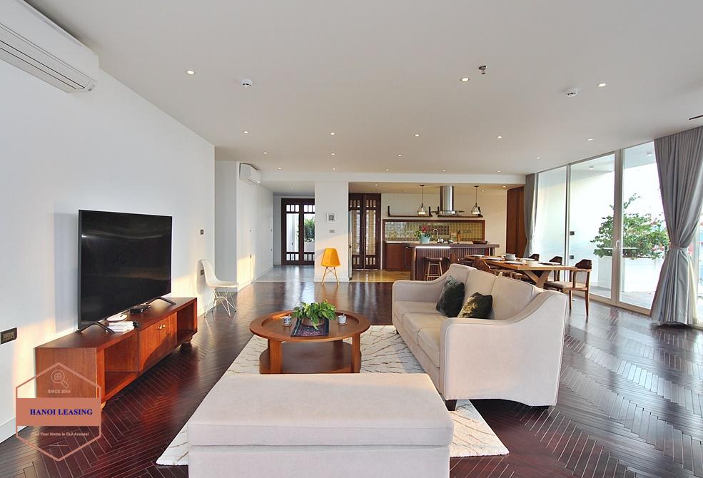 Asian contemporary style 4 bedrooms apartment for rent in Tay Ho, Hanoi
