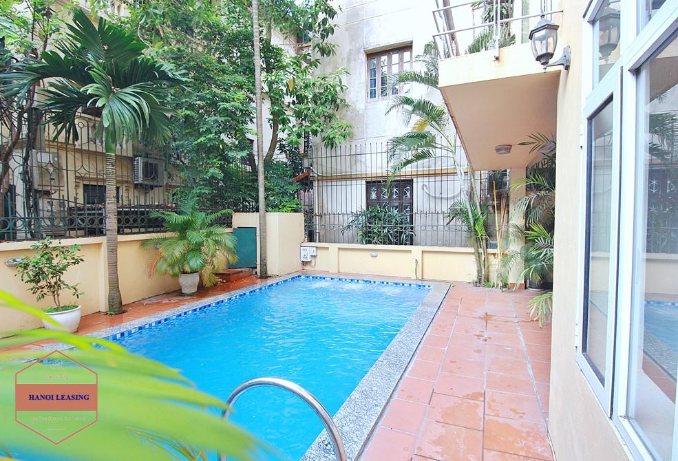 Large house with outside swimming pool for rent in westlake area, Tay Ho district, Hanoi- unfurnished.