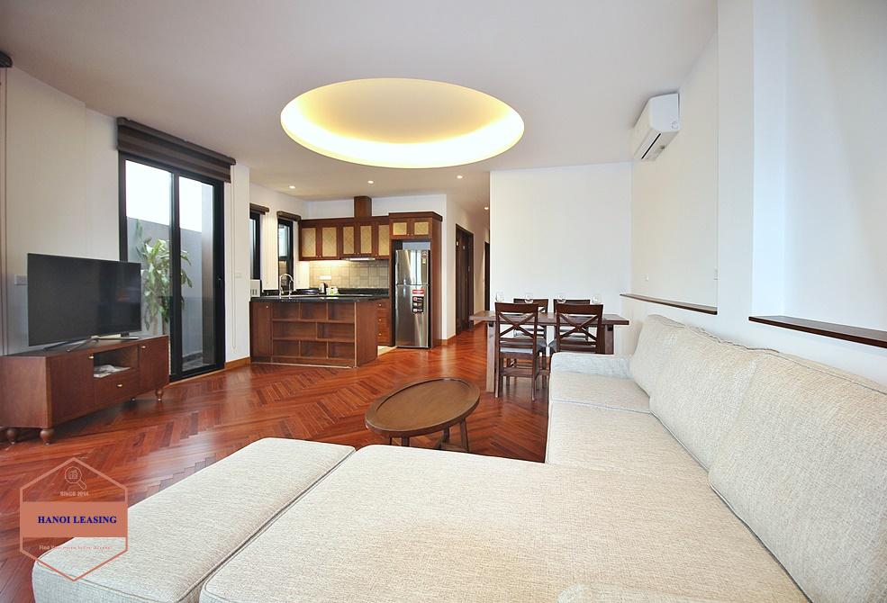 High-end floor and Indochina style 2 beds apartment for rent in Tay Ho, Hanoi