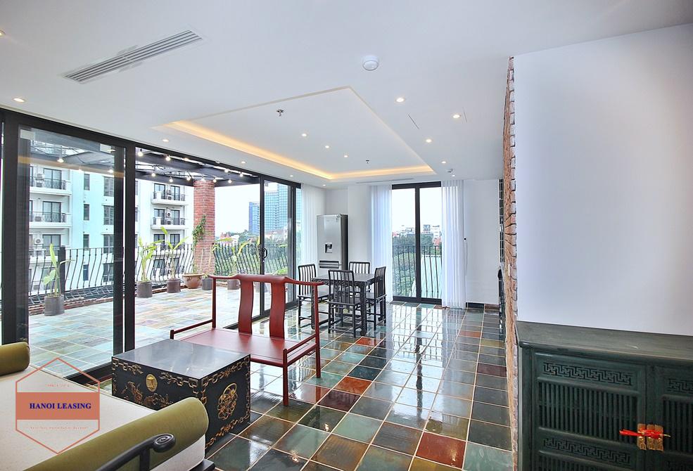 Unique 2 bedrooms apartment with huge balcony in Dang Thai Mai, Tay Ho