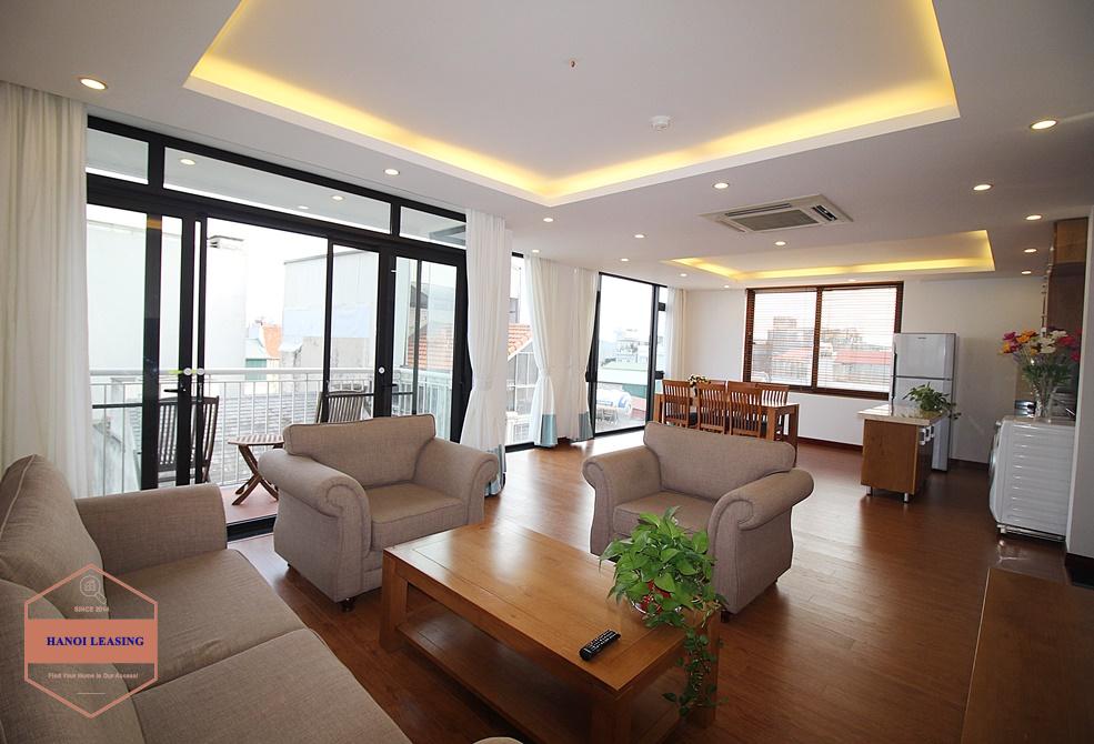 Splendid three bedroom apartment to rent in Tay Ho with balcony and views of Westlake