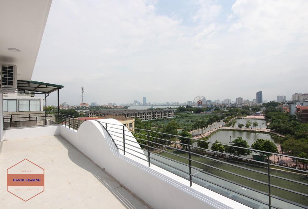 Big terrace apartment with 2 bedrooms for rent in Trinh Cong Son st, Tay Ho